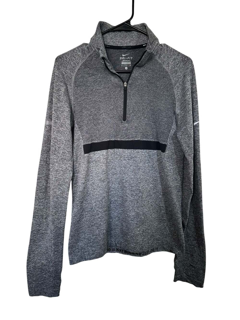 Nike Dri-FIT Running 1/4 Zip Pullover Heather Gray Performance Top